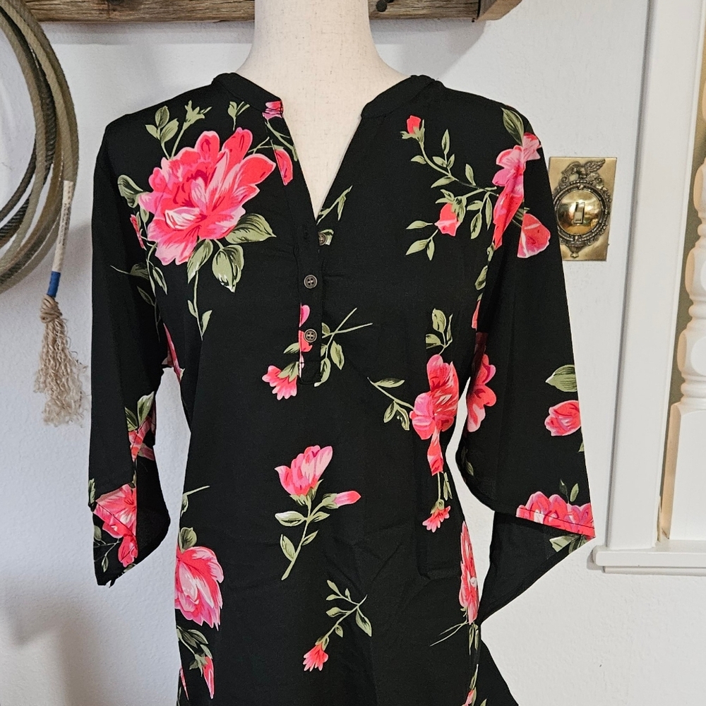 MATERNITY BLOUSE BY OH MAMMA! SHORT SLEEVE SIZE XL